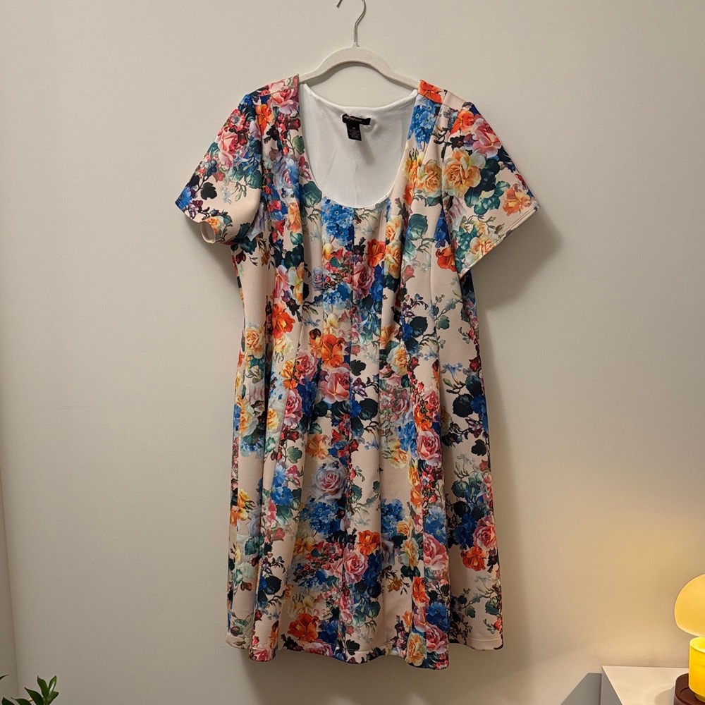 Robbie Bee Floral Print Plus Size Midi Dress - Multicolor